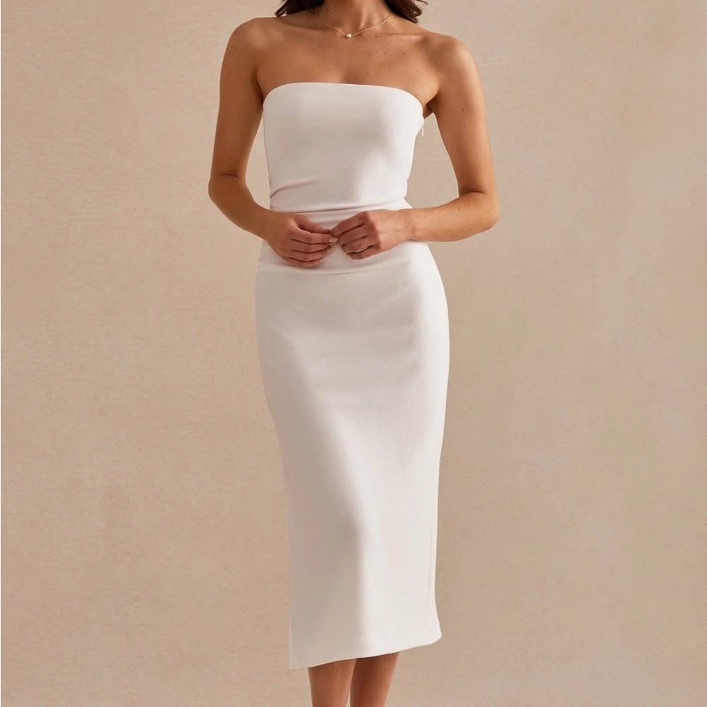 Birdy Grey White Strapless Dress